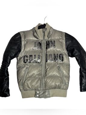 John Galliano Boys Down Filled Puffer Moto Bomber Jacket, size 6